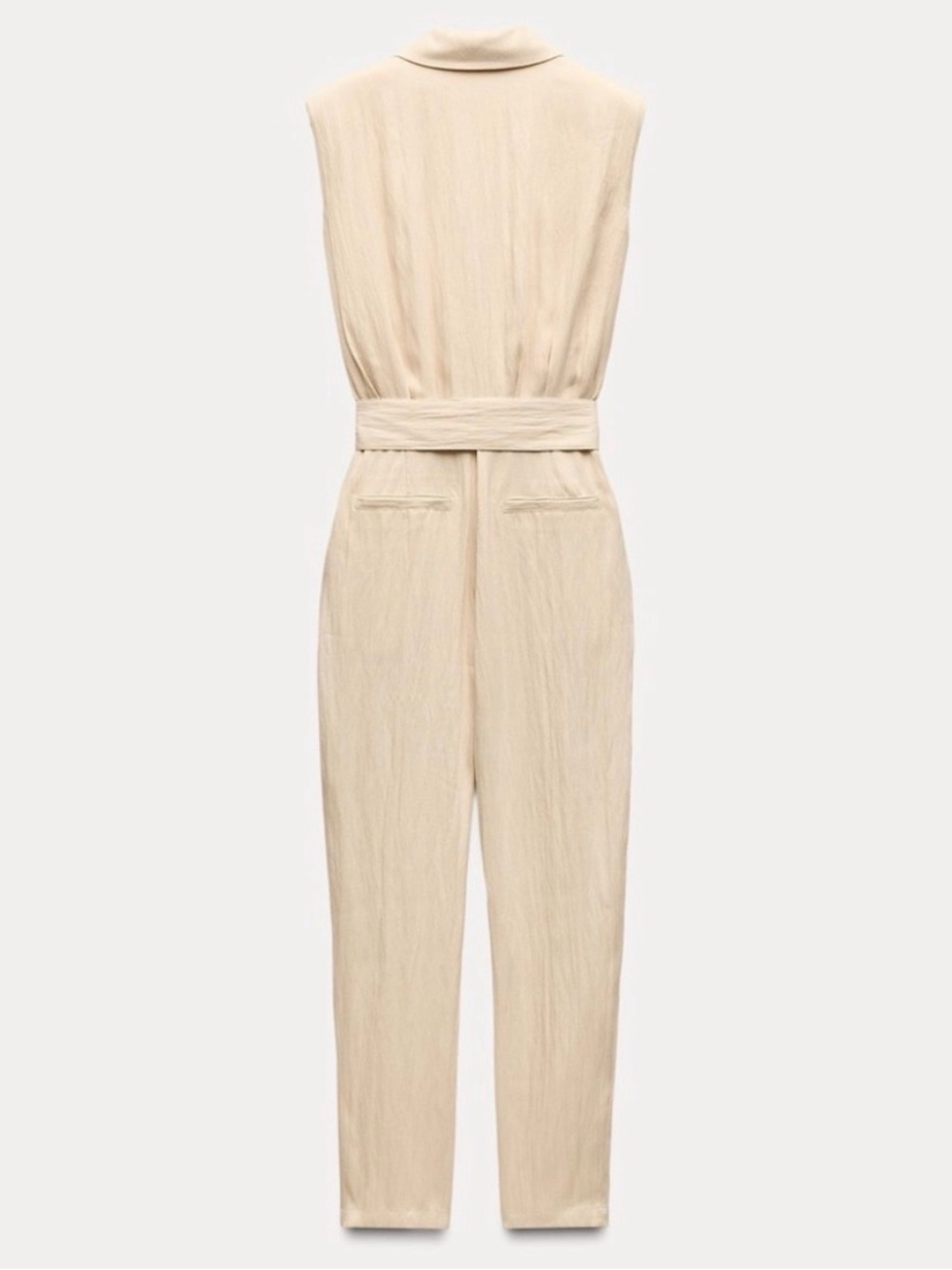 Zara Cream Sleeveless Belted Jumpsuit - Picture 2 of 5